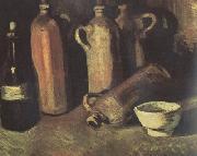 Vincent Van Gogh Still Life with Four Stone Bottles,Flask and White Cup (nn04) oil on canvas